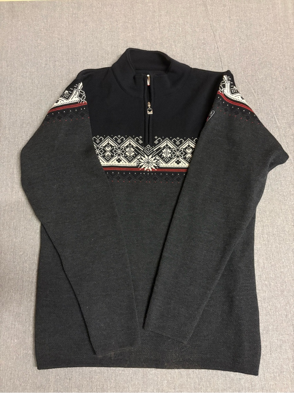 Dale of Norway Men's Black Nordic Half-Zip Sweater 100% Merino Wool Ski